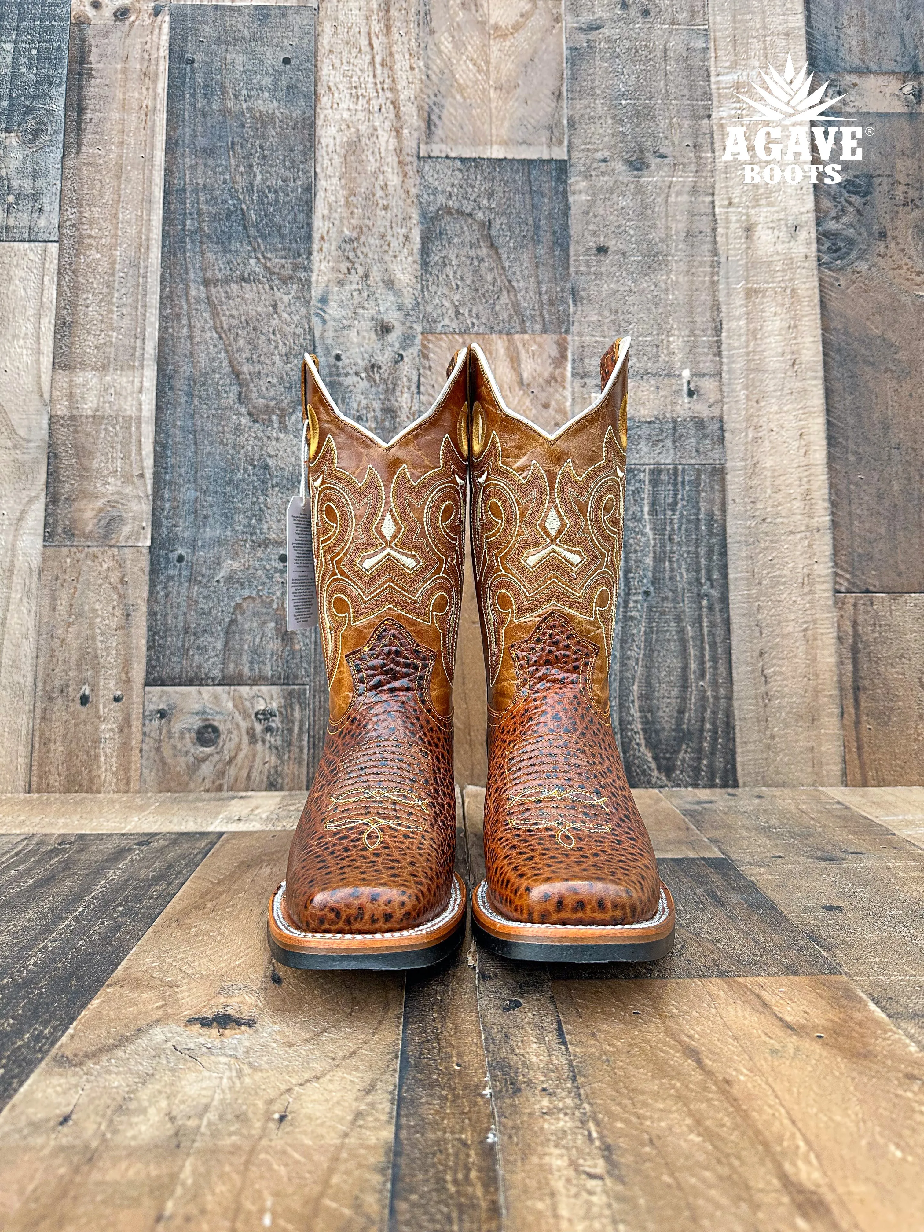 "BULL" COGNAC | MEN SQUARE TOE WESTERN COWBOY BOOTS