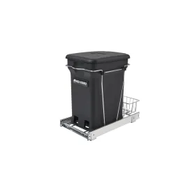 Rev-A-Shelf / RV-12KD-CKBK-S / Chrome Steel Pullout Compost Container w/ Rear Basket Storage