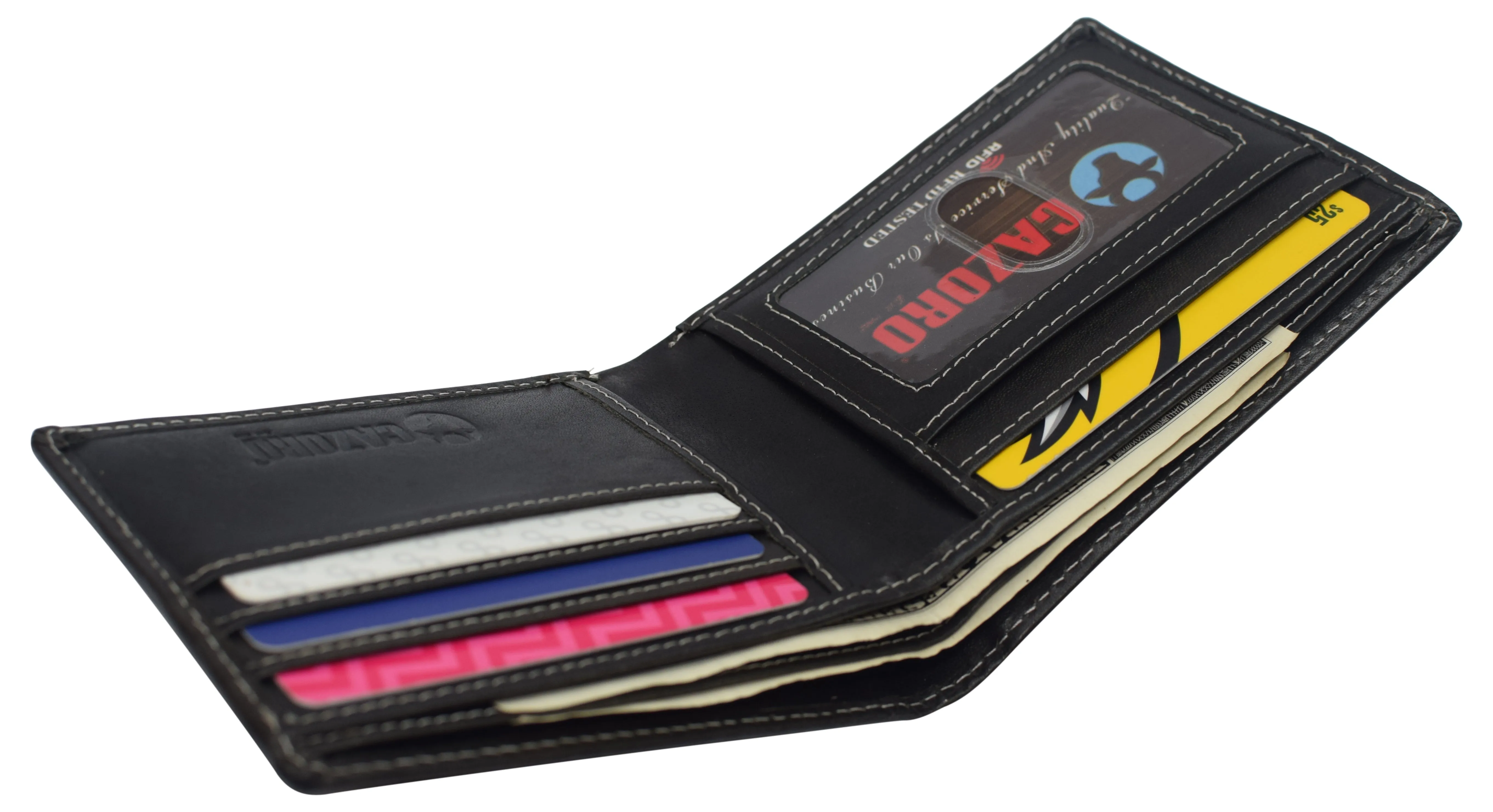 RFID0060BF Real Leather Mens Slim Bifold Wallet RFID Blocking Front Pocket Wallets for Men