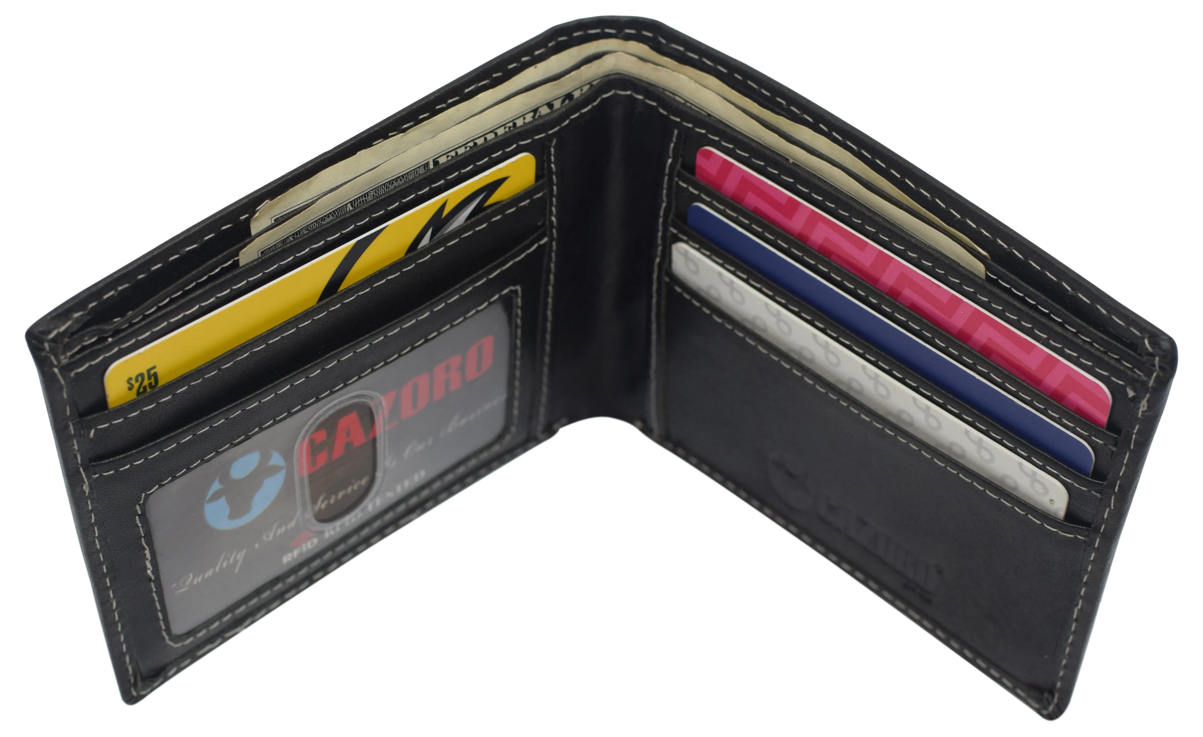 RFID0060BF Real Leather Mens Slim Bifold Wallet RFID Blocking Front Pocket Wallets for Men