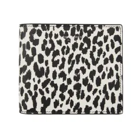 Saint Laurent BabyCat Leopard Print Black and White Leather Bifold Wallet