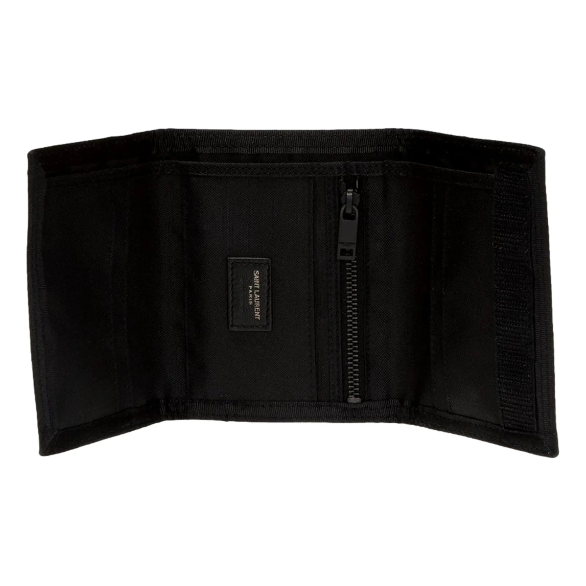 Saint Laurent Nuxx Ripstop Black Trifold Flap Wallet