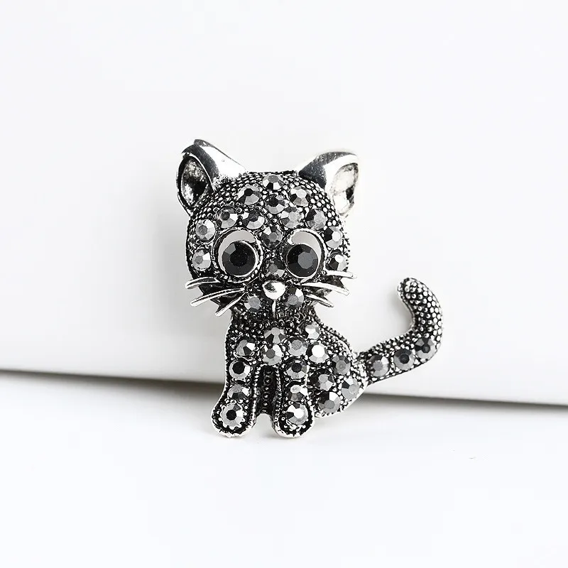 Stylish Antique Silver Cat Brooch  Perfect for CoatsShirts