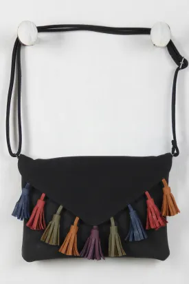 Tassel Trimmed Envelope Cross Body Bag