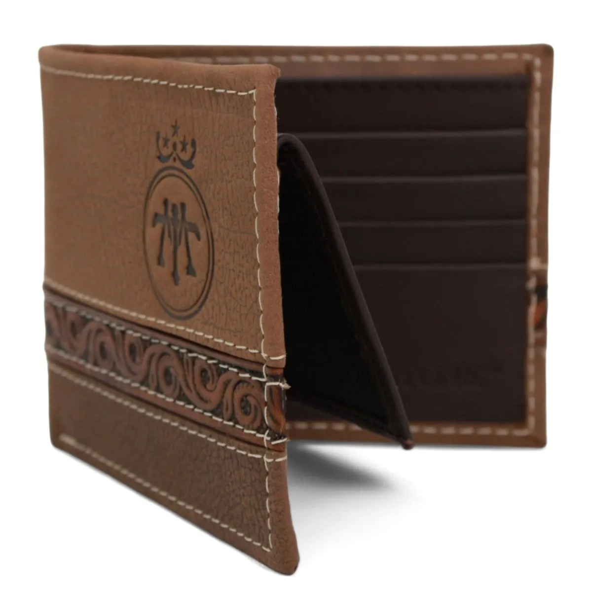 Tombstone Chiseled Genuine Leather Wallet Brown TOM-W233