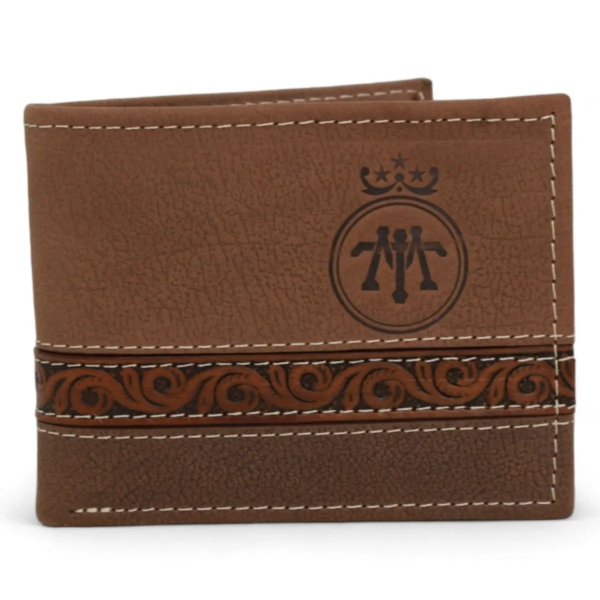 Tombstone Chiseled Genuine Leather Wallet Brown TOM-W233