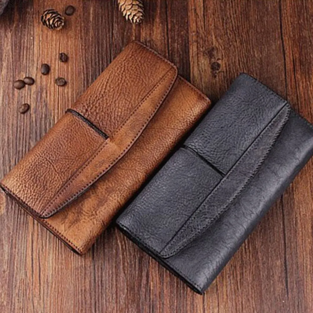 Vintage Leather Wallet: Short Slim Unisex Design for Men and Women