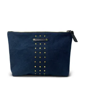 Washed Navy Studded Medium Canvas Pouch