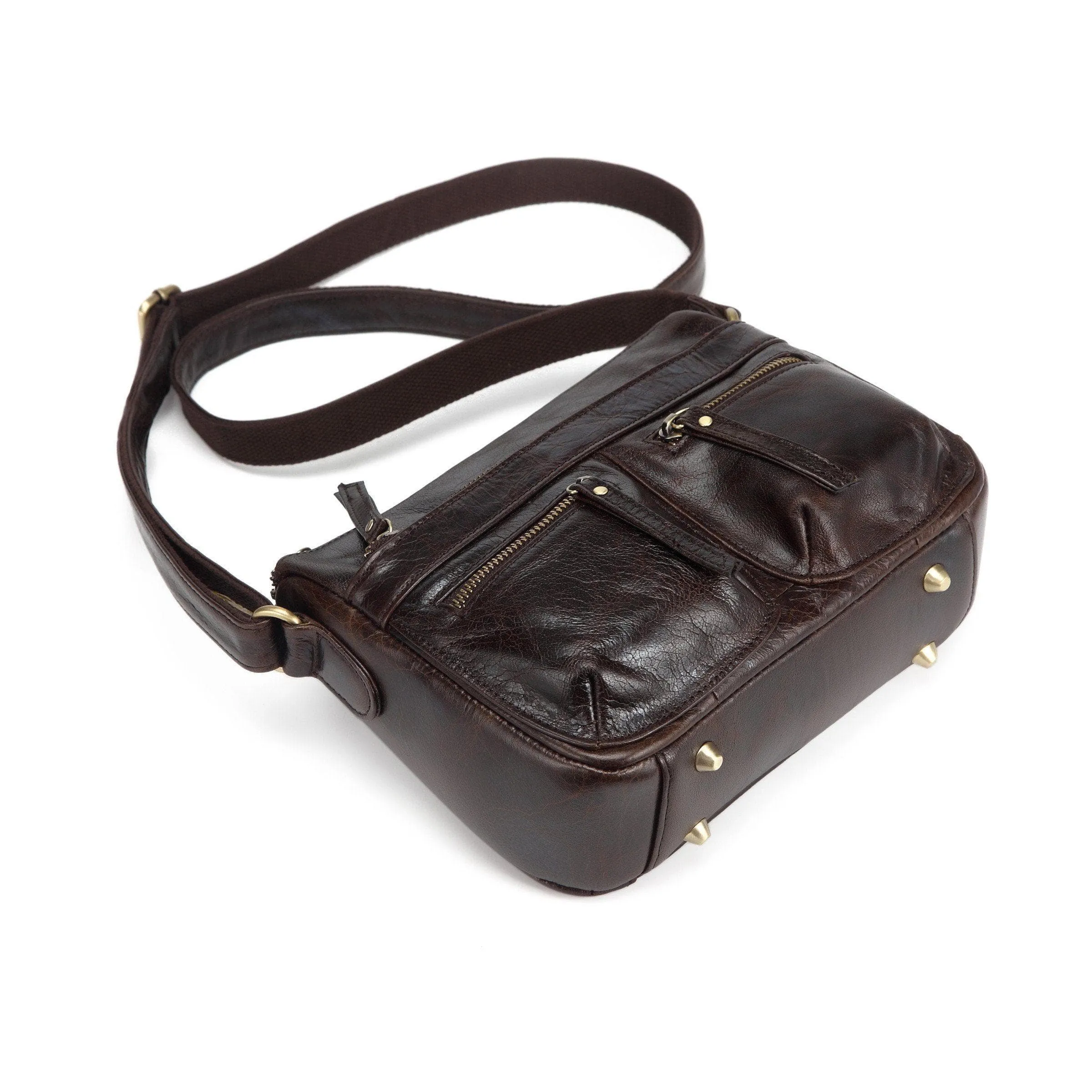 Zinnia Leather Crossbody -Dark Brown