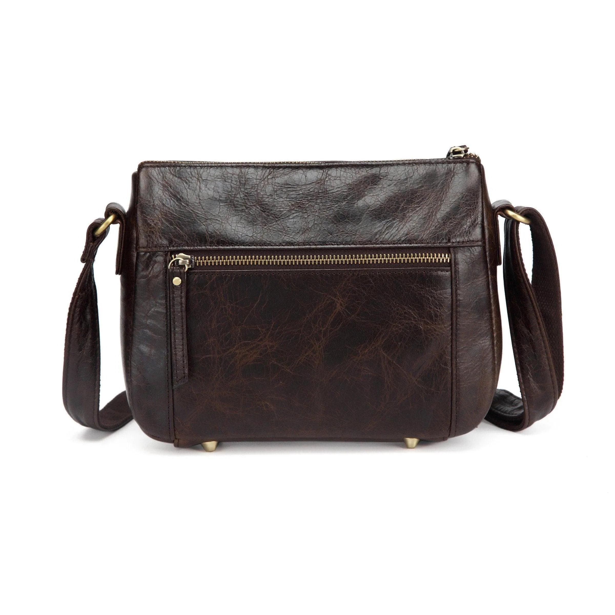 Zinnia Leather Crossbody -Dark Brown